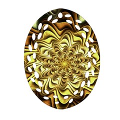 Fractal Flower Petals Gold Oval Filigree Ornament (two Sides)