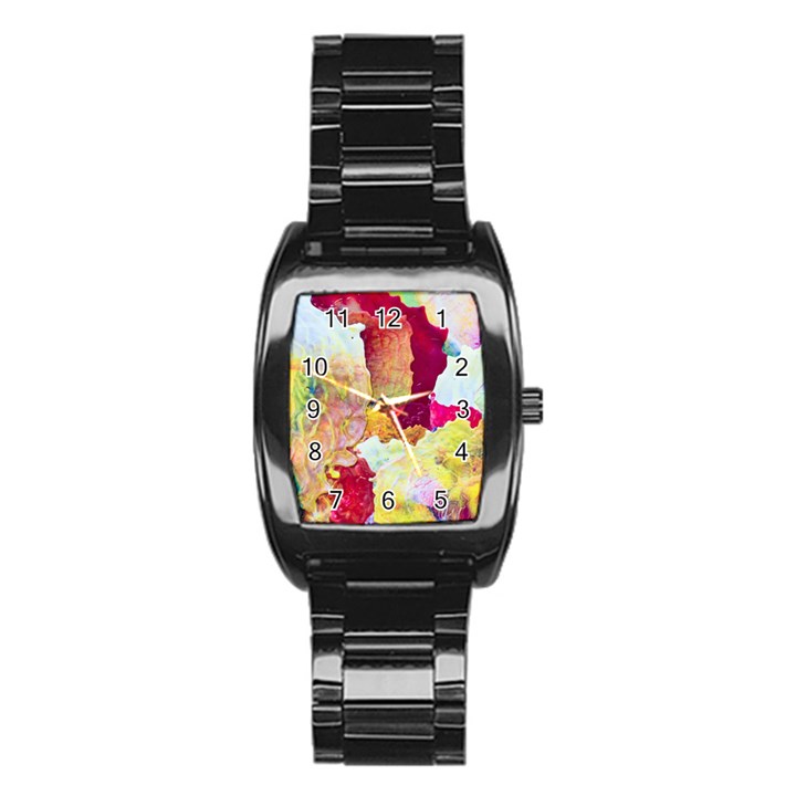 Art Detail Abstract Painting Wax Stainless Steel Barrel Watch