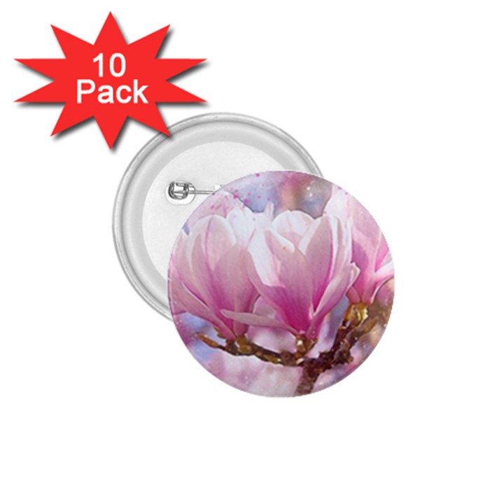Flowers Magnolia Art Abstract 1.75  Buttons (10 pack)