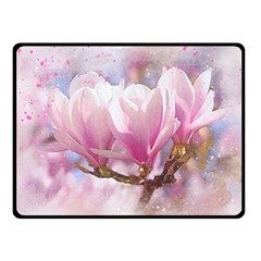 Flowers Magnolia Art Abstract Double Sided Fleece Blanket (small) 