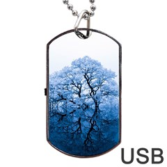 Nature Inspiration Trees Blue Dog Tag Usb Flash (two Sides)