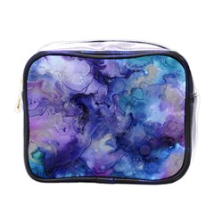 Ink Background Swirl Blue Purple Mini Toiletries Bags by Nexatart