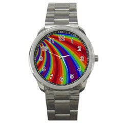 Abstract Pattern Lines Wave Sport Metal Watch