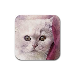 Cat Pet Cute Art Abstract Vintage Rubber Coaster (square)  by Nexatart