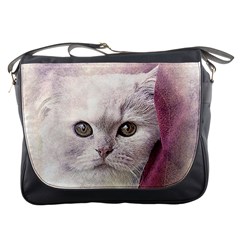Cat Pet Cute Art Abstract Vintage Messenger Bags by Nexatart