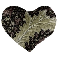 Pattern Decoration Retro Large 19  Premium Flano Heart Shape Cushions