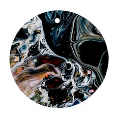 Abstract Flow River Black Round Ornament (two Sides) by Nexatart