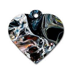 Abstract Flow River Black Dog Tag Heart (One Side)