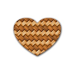 Basket Fibers Basket Texture Braid Rubber Coaster (heart)  by Nexatart