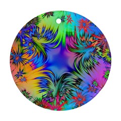 Star Abstract Colorful Fireworks Round Ornament (two Sides)