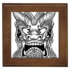 Japanese Onigawara Mask Devil Ghost Face Framed Tiles by Alisyart