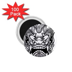 Japanese Onigawara Mask Devil Ghost Face 1 75  Magnets (100 Pack)  by Alisyart