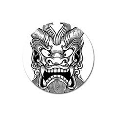Japanese Onigawara Mask Devil Ghost Face Magnet 3  (round) by Alisyart