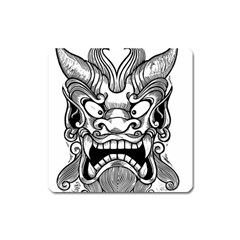 Japanese Onigawara Mask Devil Ghost Face Square Magnet