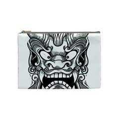 Japanese Onigawara Mask Devil Ghost Face Cosmetic Bag (medium)  by Alisyart