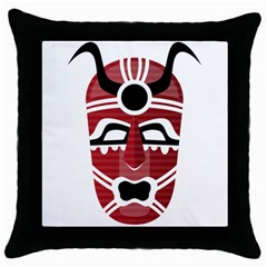 Africa Mask Face Hunter Jungle Devil Throw Pillow Case (black) by Alisyart