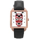 Africa Mask Face Hunter Jungle Devil Rose Gold Leather Watch  Front