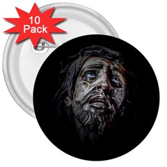 Jesuschrist Face Dark Poster 3  Buttons (10 Pack) 