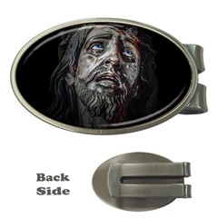 Jesuschrist Face Dark Poster Money Clips (oval)  by dflcprints