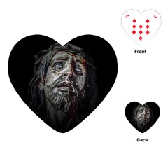 Jesuschrist Face Dark Poster Playing Cards (heart)  by dflcprints