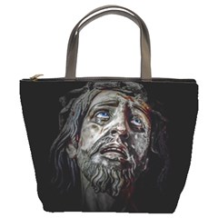 Jesuschrist Face Dark Poster Bucket Bags by dflcprints