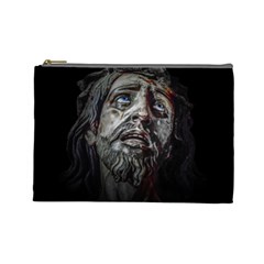 Jesuschrist Face Dark Poster Cosmetic Bag (large)  by dflcprints