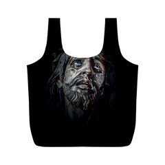 Jesuschrist Face Dark Poster Full Print Recycle Bags (m)  by dflcprints