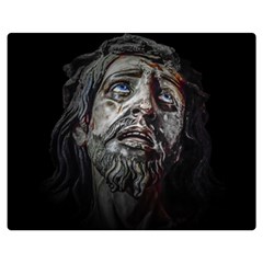 Jesuschrist Face Dark Poster Double Sided Flano Blanket (medium)  by dflcprints