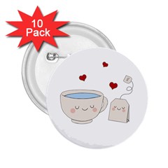 Cute Tea 2 25  Buttons (10 Pack)  by Valentinaart