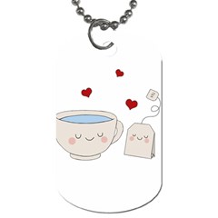 Cute Tea Dog Tag (two Sides) by Valentinaart