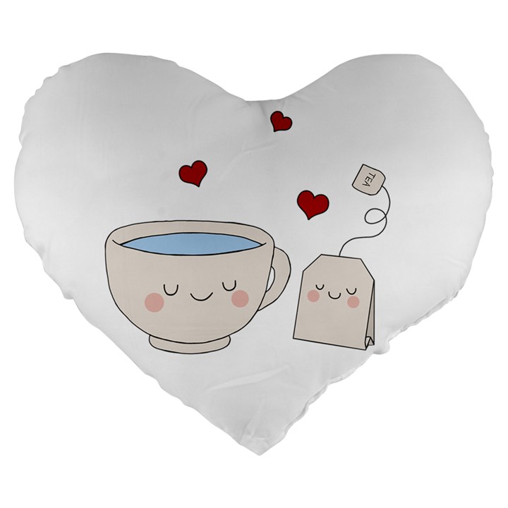 Cute Tea Large 19  Premium Heart Shape Cushions