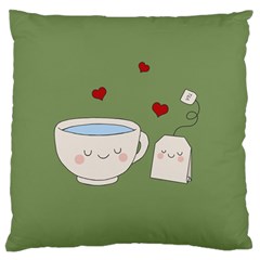 Cute Tea Large Flano Cushion Case (two Sides) by Valentinaart