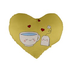 Cute Tea Standard 16  Premium Flano Heart Shape Cushions by Valentinaart