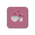 Cute Tea Rubber Coaster (Square)  Front