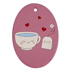 Cute Tea Oval Ornament (two Sides)