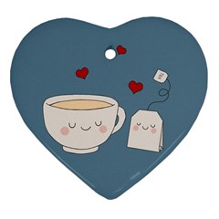 Cute Tea Heart Ornament (two Sides) by Valentinaart