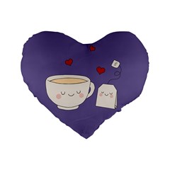 Cute Tea Standard 16  Premium Flano Heart Shape Cushions by Valentinaart