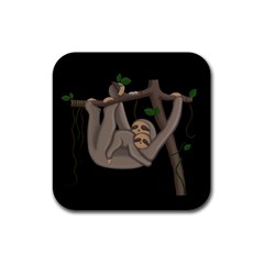 Cute Sloth Rubber Square Coaster (4 Pack)  by Valentinaart
