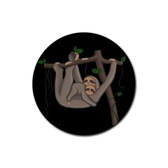 Cute Sloth Rubber Round Coaster (4 Pack)  by Valentinaart