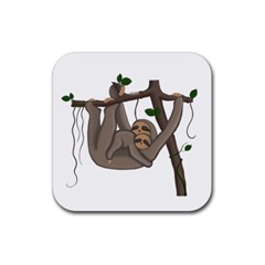 Cute Sloth Rubber Square Coaster (4 Pack)  by Valentinaart