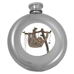 Cute Sloth Round Hip Flask (5 Oz) by Valentinaart