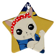 Feminist Cat Star Ornament (two Sides) by Valentinaart