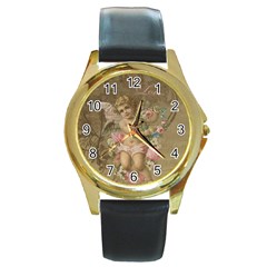 Cupid - Vintage Round Gold Metal Watch