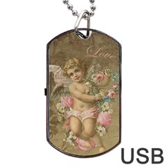 Cupid - Vintage Dog Tag Usb Flash (one Side) by Valentinaart