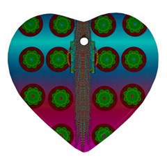 Meditative Abstract Temple Of Love And Meditation Heart Ornament (two Sides) by pepitasart