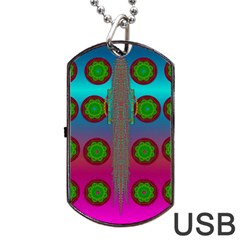Meditative Abstract Temple Of Love And Meditation Dog Tag Usb Flash (one Side) by pepitasart