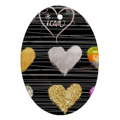 Modern Heart Pattern Oval Ornament (two Sides) by NouveauDesign