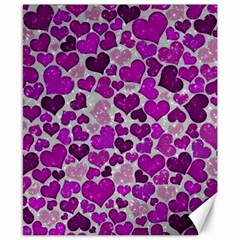 Sparkling Hearts Purple Canvas 8  x 10 