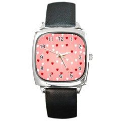 Heart Shape Background Love Square Metal Watch by Nexatart