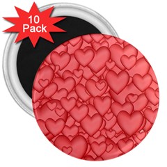 Background Hearts Love 3  Magnets (10 Pack)  by Nexatart